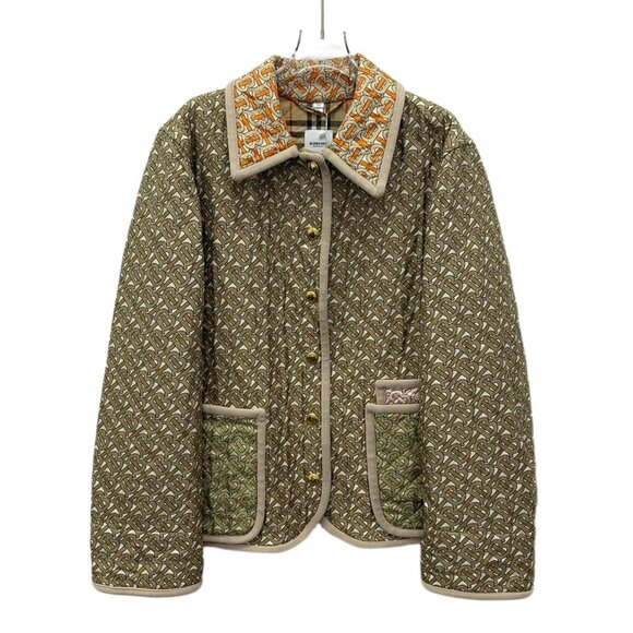 Burberry Brown logo all-over print silk collared single-breasted jacket - Picture 1 of 7